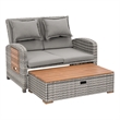 Greemotion Bahia Tobago Solid Teak Wood Outdoor Modular Daybed in Gray/Natural