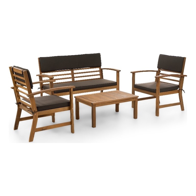 Greemotion Hana 4-Piece Outdoor Acacia Wood Sofa Set in Natural