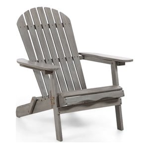 Greemotion Elk 34&quotW Outdoor Eucalyptus Wood Adirondack Chair in Gray