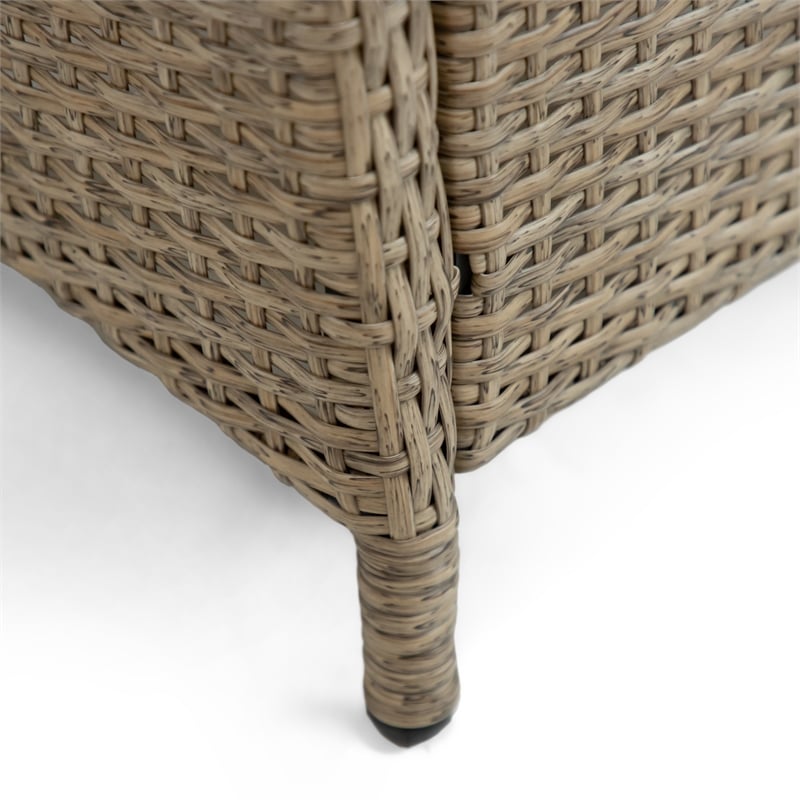 Greemotion Garda Outdoor Patio Aluminum Polyrattan Ottoman in Beige