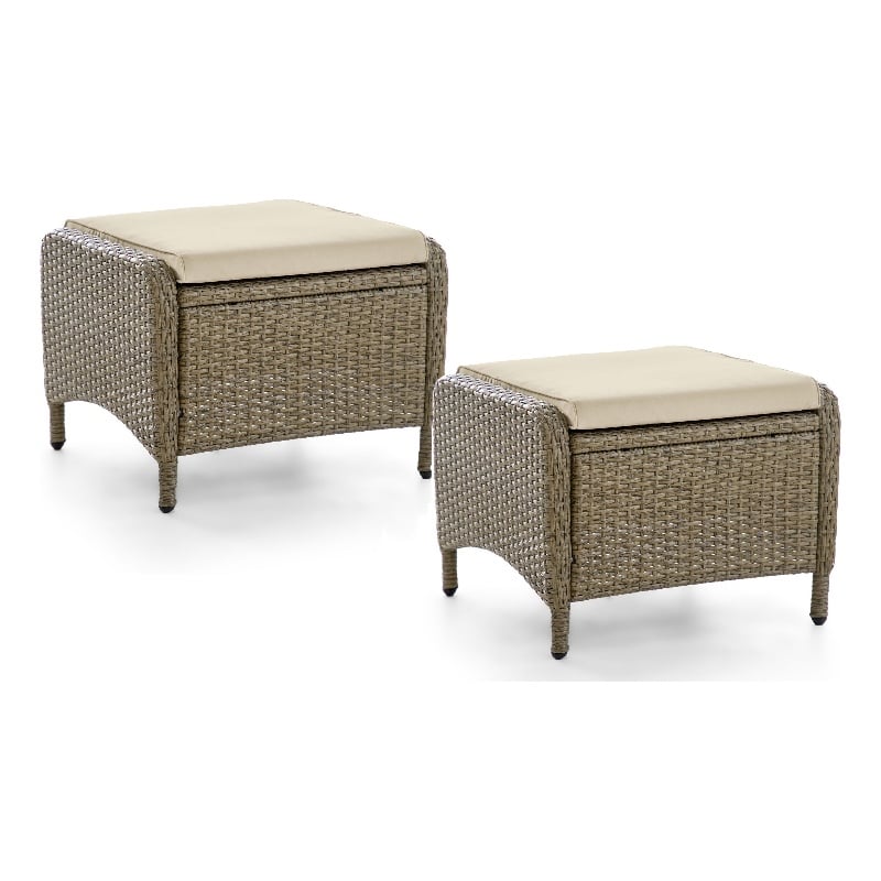 Greemotion Garda Outdoor Patio Aluminum Polyrattan Ottoman in Beige