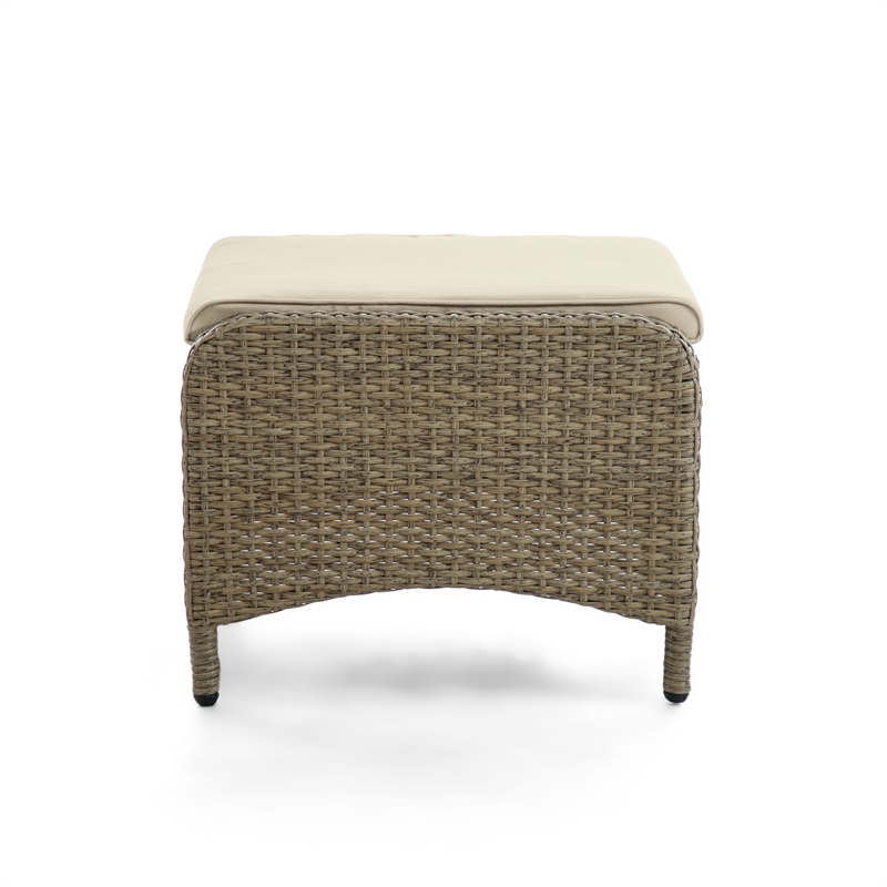 Greemotion Garda Outdoor Patio Aluminum Polyrattan Ottoman in Beige