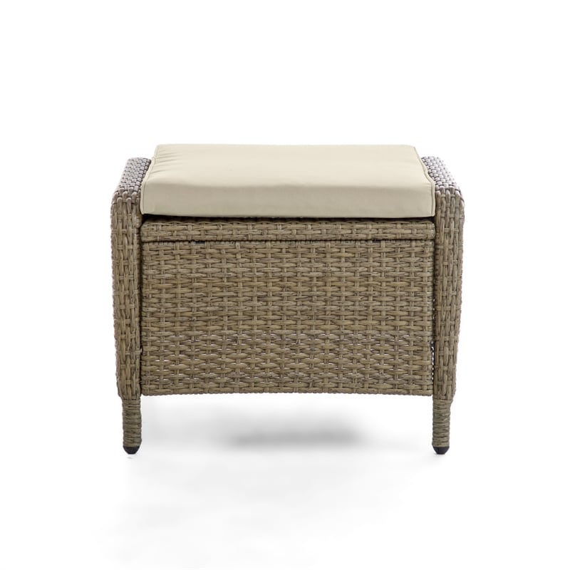 Greemotion Garda Outdoor Patio Aluminum Polyrattan Ottoman in Beige
