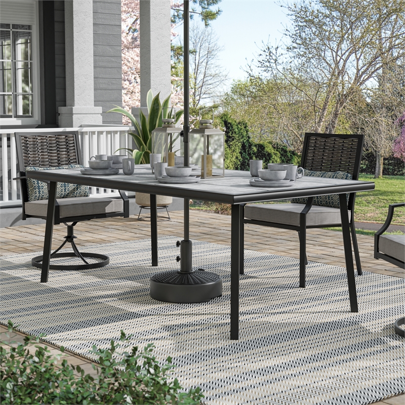 Greemotion Sintra 76-inch Metal Outdoor Patio Dining Table in Black