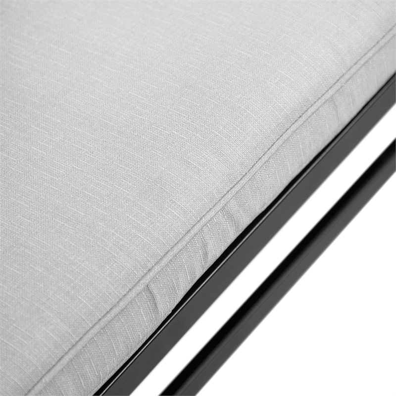 Greemotion Sintra 59-inch Black Outdoor Metal Bench with Gray Cushion