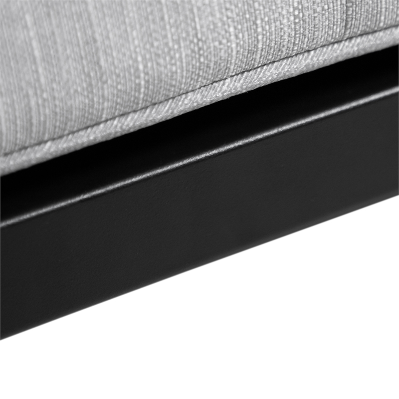 Greemotion Sintra 59-inch Black Outdoor Metal Bench with Gray Cushion