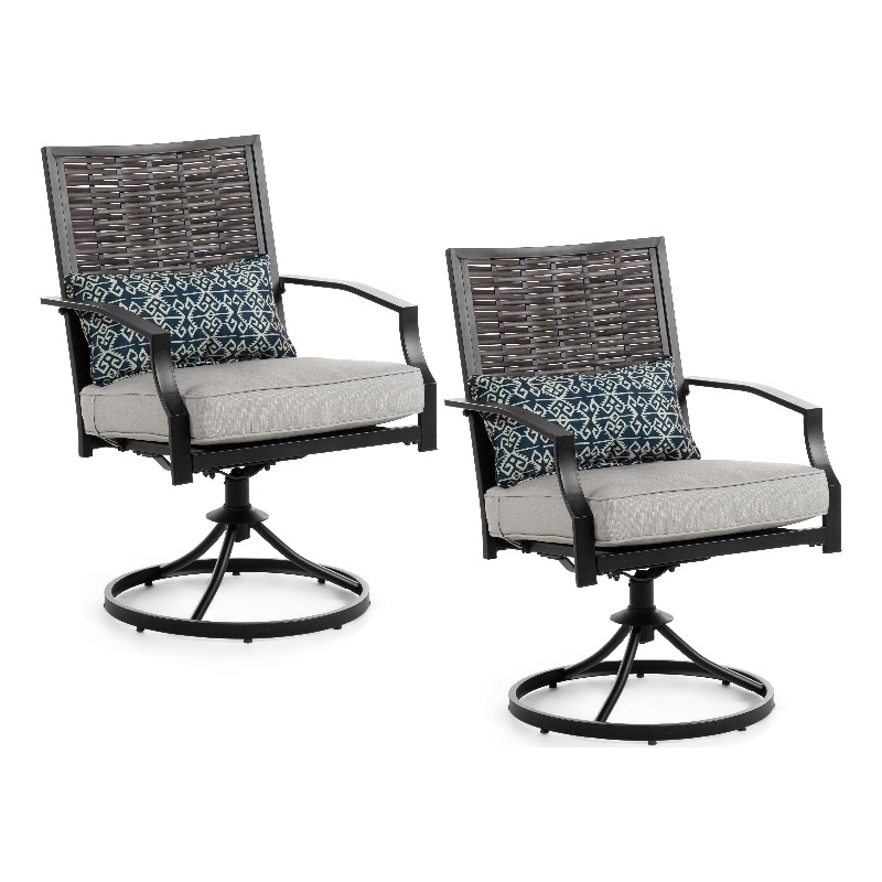 Greemotion Sinta 2-Piece Outdoor Black Metal Swivel Dining Chairs