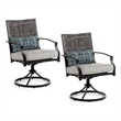 Greemotion Sinta 2-Piece Outdoor Black Metal Swivel Dining Chairs