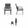 Greemotion Sinta 2-Piece Outdoor Black Metal Dining Chairs with Gray Cushion