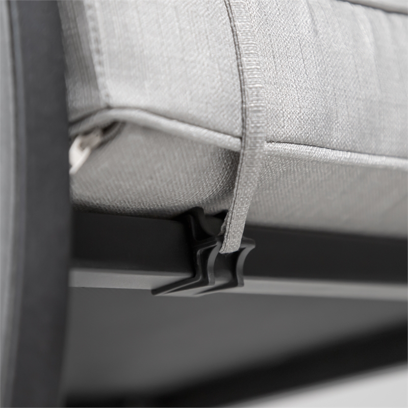 Greemotion Sinta 2-Piece Outdoor Black Metal Dining Chairs with Gray Cushion