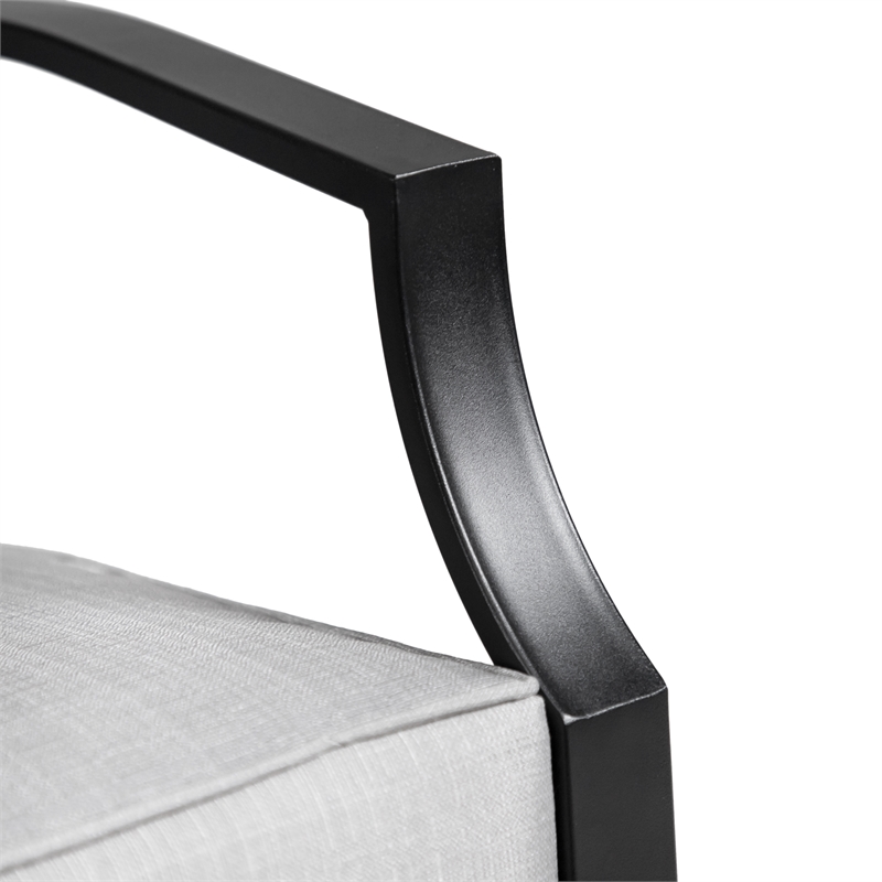 Greemotion Sinta 2-Piece Outdoor Black Metal Dining Chairs with Gray Cushion