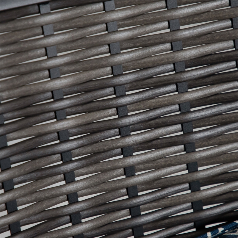 Greemotion Sinta 2-Piece Outdoor Black Metal Dining Chairs with Gray Cushion