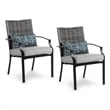 Greemotion Sinta 2-Piece Outdoor Black Metal Dining Chairs with Gray Cushion