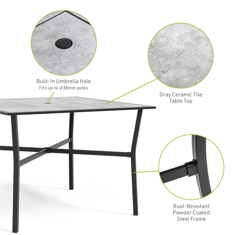 Greemotion Sintra 40-inch Metal Outdoor Patio Dining Table in Black