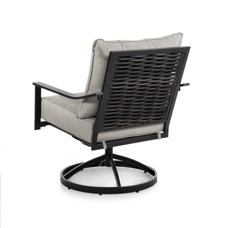 Greemotion Segovia 4-Piece Outdoor Black Metal Dining Swivel Chairs