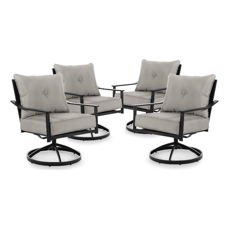 Greemotion Segovia 4-Piece Outdoor Black Metal Dining Swivel Chairs