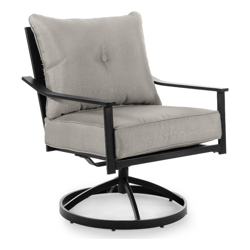 Greemotion Segovia 4-Piece Outdoor Black Metal Dining Swivel Chairs