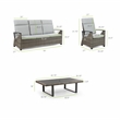 Greemotion 4-Piece Aluminum Outdoor Patio Reclining Sofa Set in Brown