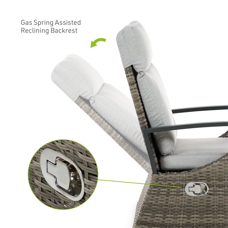 Greemotion 4-Piece Aluminum Outdoor Patio Reclining Sofa Set in Brown