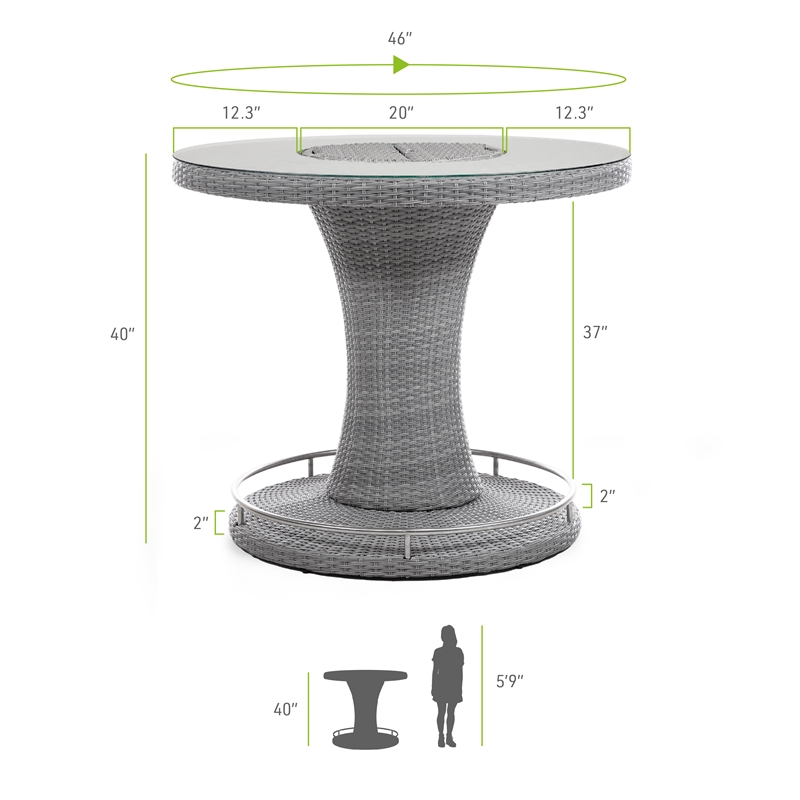 Greemotion Cyprus 7-Piece Stainless Steel Gray Patio Bar Height Dining Set