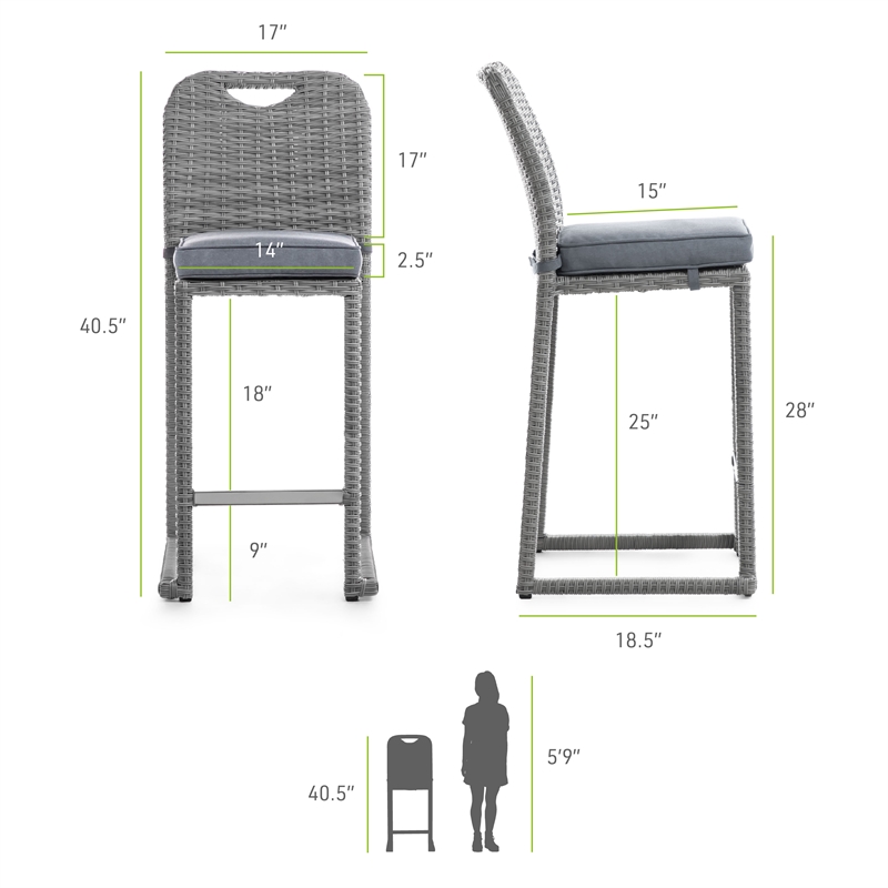 Greemotion Cyprus 7-Piece Stainless Steel Gray Patio Bar Height Dining Set