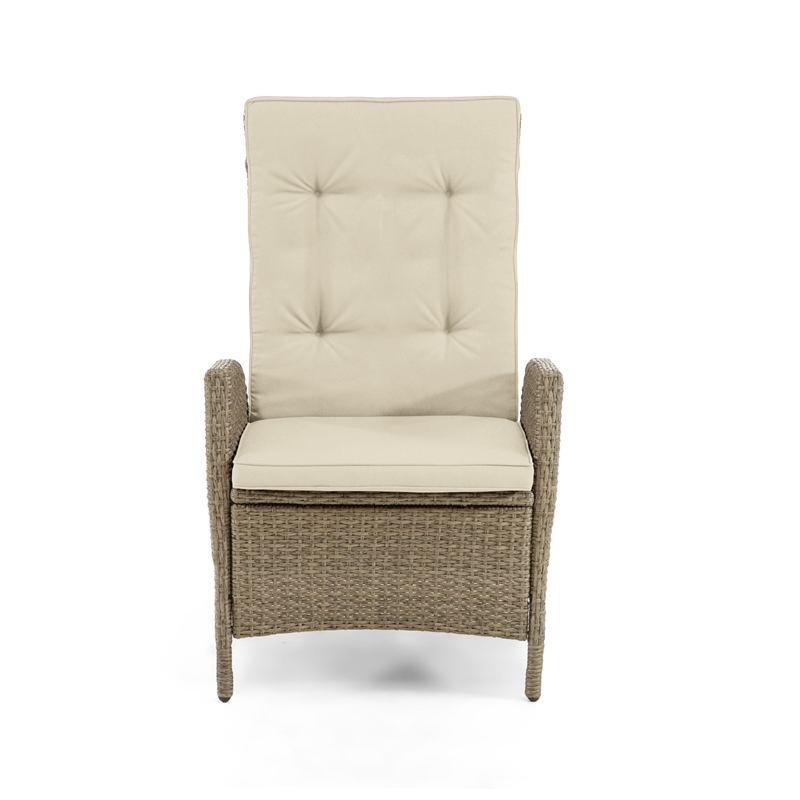Greemotion Garda Aluminum Reclining Chair and Ottoman in Beige (Set of 4)