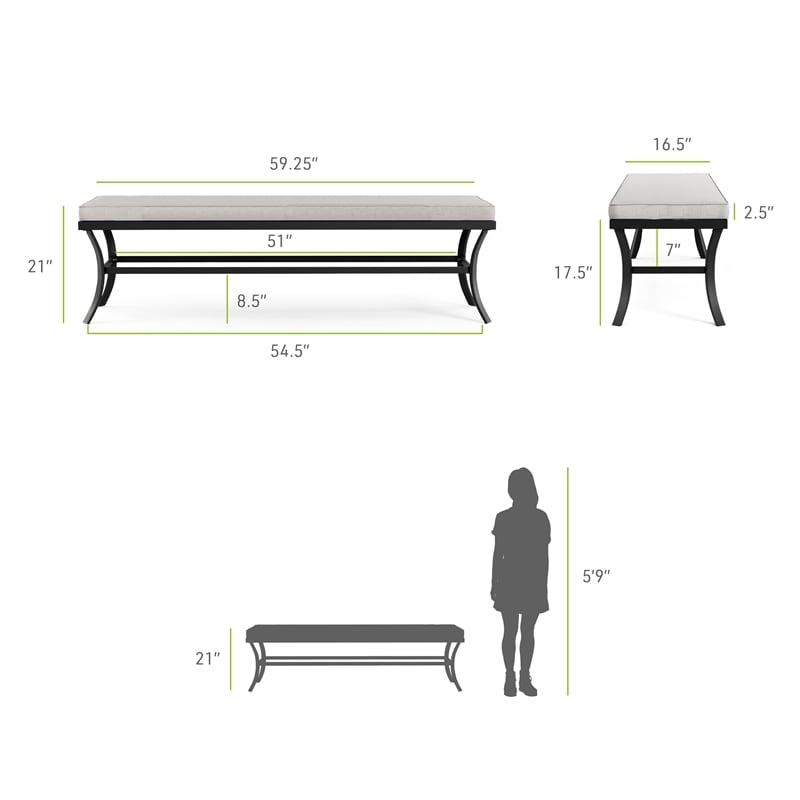 Greemotion Sintra 6-Piece Outdoor Patio Black Metal Dining Set