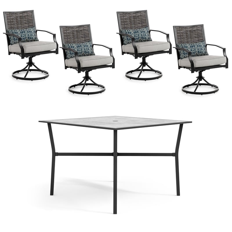 Greemotion Sintra 5-Piece Square Metal Outdoor Patio Dining Set in Black