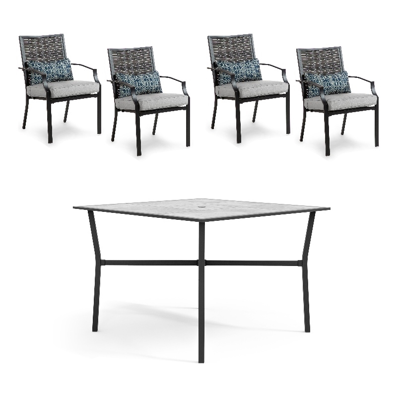 Greemotion Sintra5-Piece Square Metal Outdoor Patio Dining Set in Black