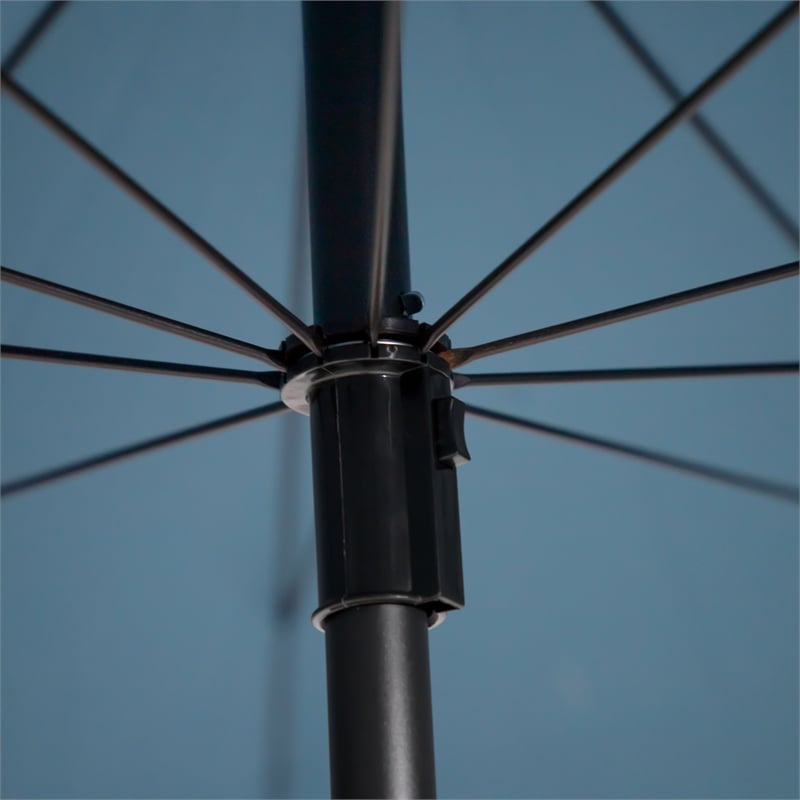 Greemotion Sleek Set of 2 Stainless Steel Blue Fabric Patio Umbrella with Base