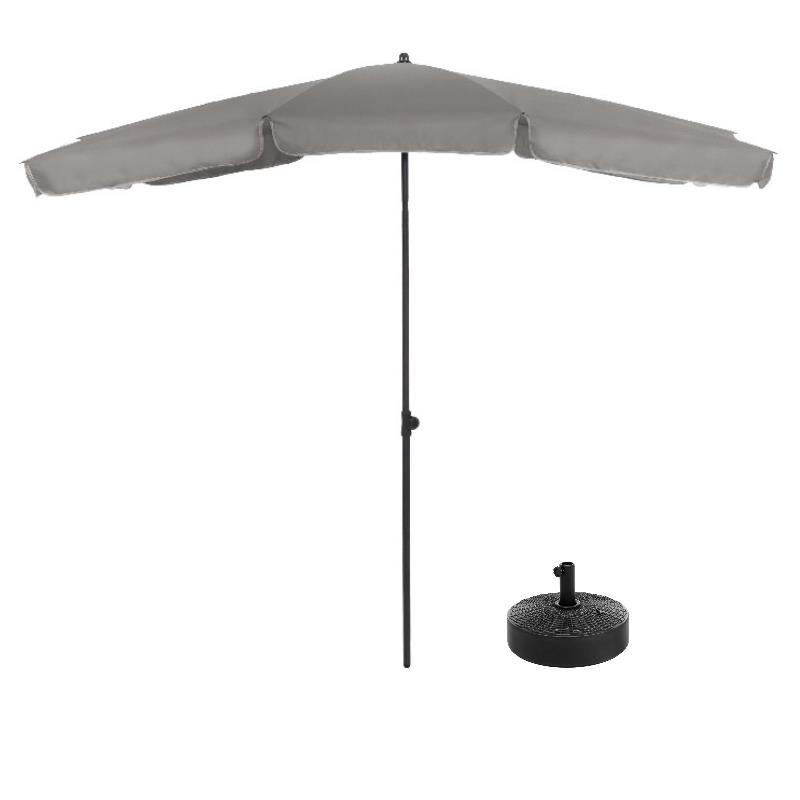 Greemotion Set of 2 Sleek Stainless Steel Gray Fabric Patio Umbrella with Base