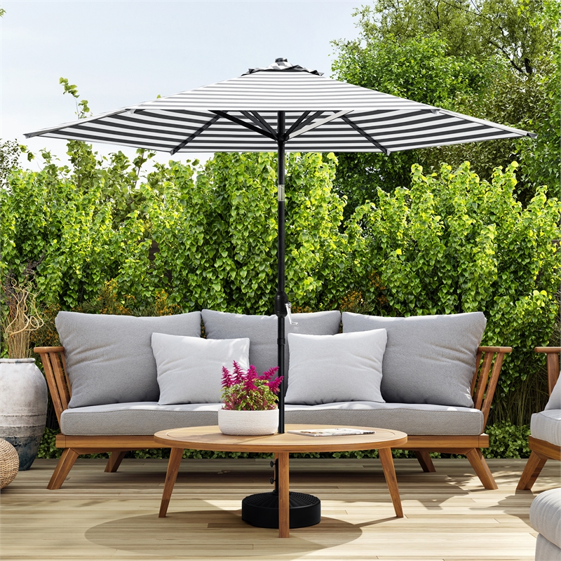 Greemotion Set of 2 Halo 9Ft Multi-Color Tilting Fabric Patio Umbrella with Base
