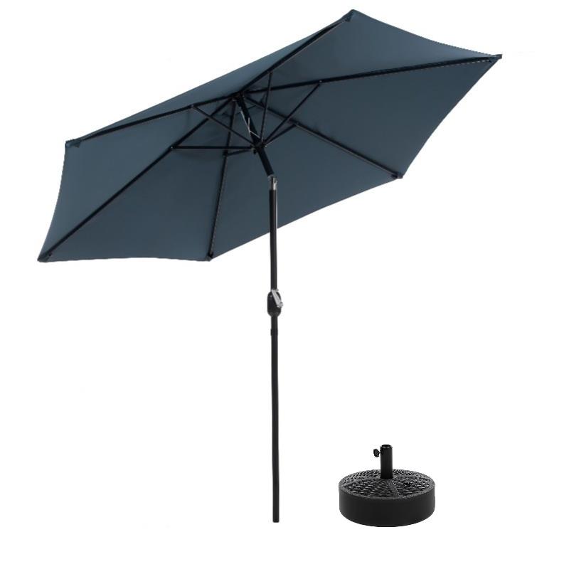 Greemotion Set of 2 Halo 9Ft Navy Tilting Fabric Patio Umbrella with Base