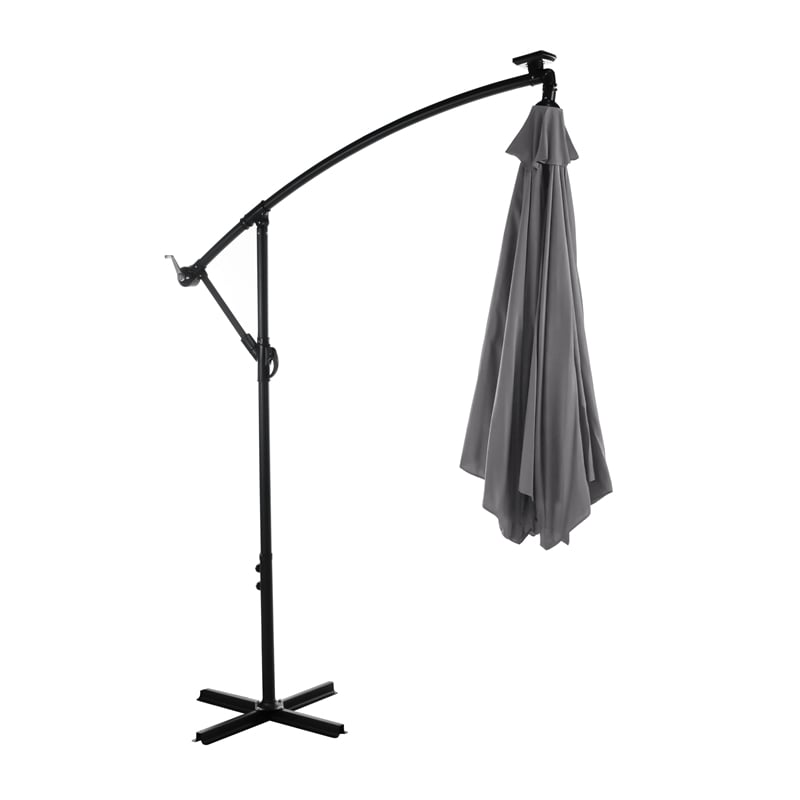 Greemotion Set of 2 Glam 10Ft Gray Cantilever Fabric Patio Umbrella with Base