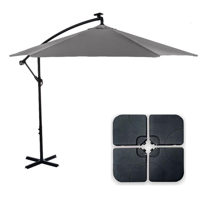 Greemotion Set of 2 Glam 10Ft Gray Cantilever Fabric Patio Umbrella with Base