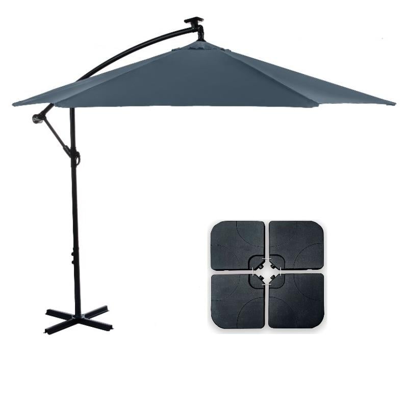 Greemotion Set of 2 Glam 10Ft Navy Cantilever Fabric Patio Umbrella with Base