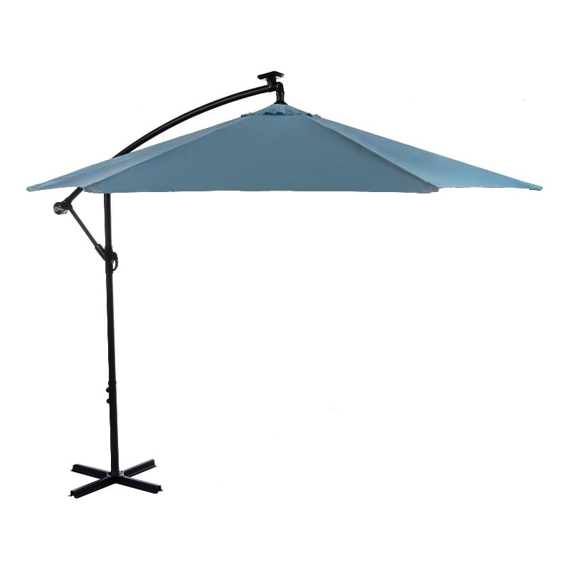 Greemotion Set of 2 Glam 10Ft Blue Cantilever Fabric Patio Umbrella with Base