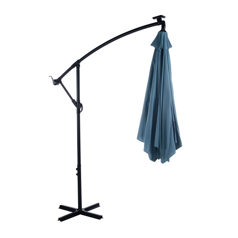 Greemotion Set of 2 Glam 10Ft Blue Cantilever Fabric Patio Umbrella with Base