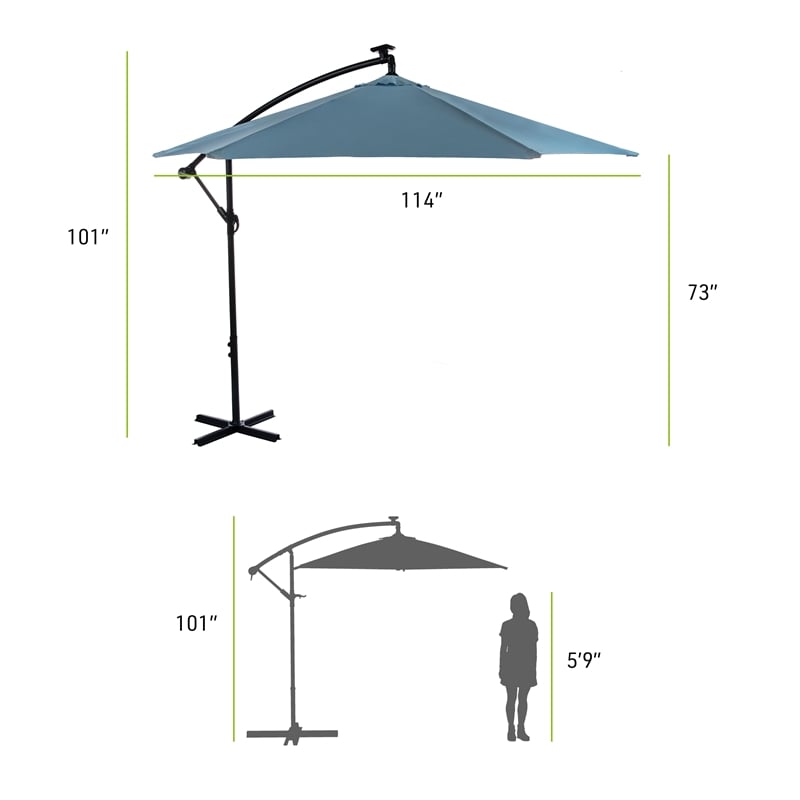 Greemotion Set of 2 Glam 10Ft Blue Cantilever Fabric Patio Umbrella with Base