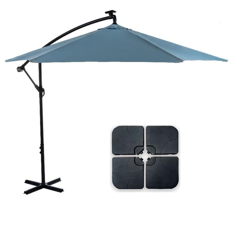 Greemotion Set of 2 Glam 10Ft Blue Cantilever Fabric Patio Umbrella with Base