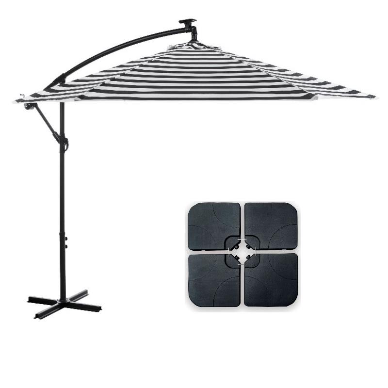 Greemotion Set of 2 Glam 10Ft Stripe Cantilever Fabric Patio Umbrella with Base