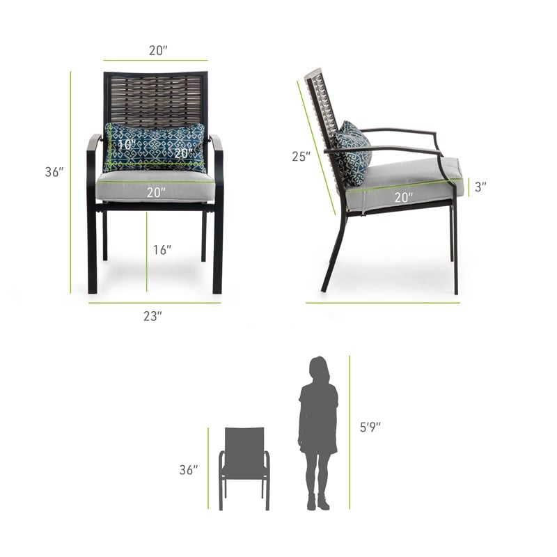 Greemotion 5- Piece Sintra 76-inch Metal Outdoor Patio Dining Set in Black