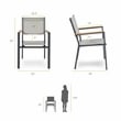 Greemotion Mackay 2-Piece Outdoor Patio Metal Gray Frame Chairs with Teak Accent