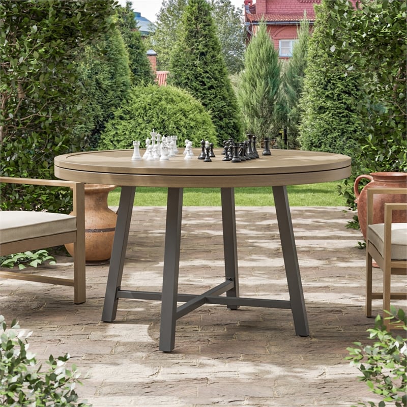 Greemotion Lyon 3-in-1 Aluminum Convertible Outdoor Patio Dining Table Natural