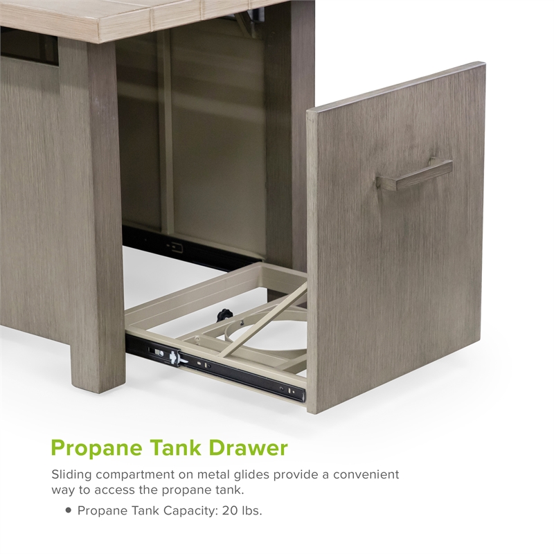 Greemotion Bordeaux Natural Finish Metal Outdoor Fire Pit Table Grill