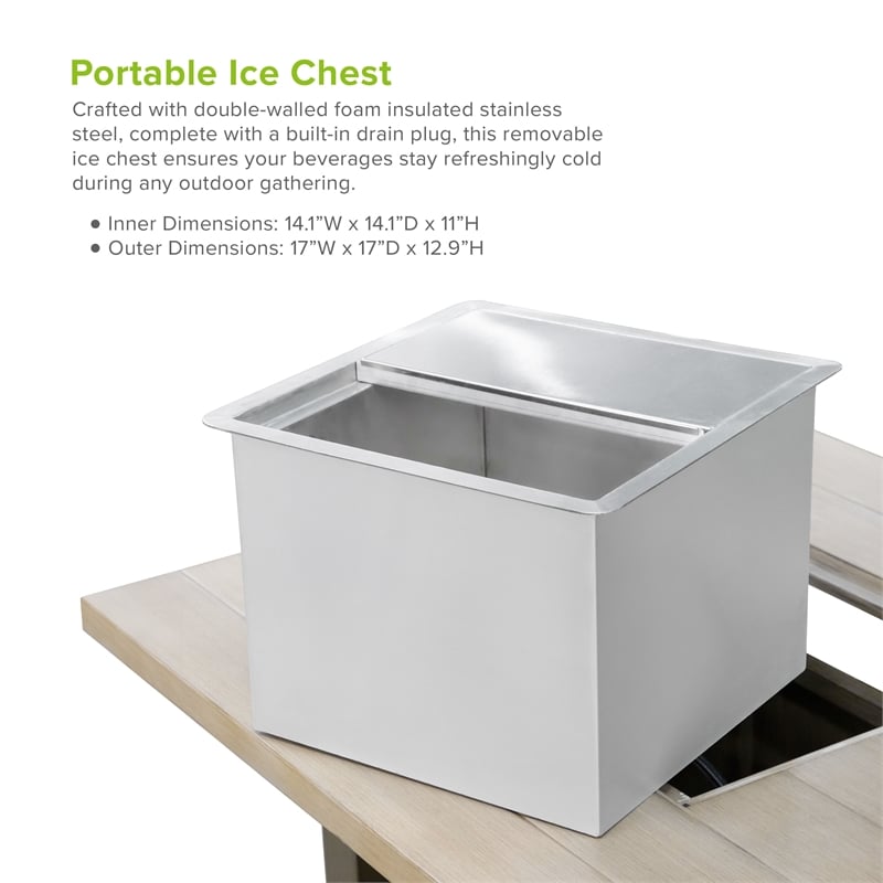 Greemotion Bordeaux Natural Finish Metal Outdoor Fire Pit Table Grill