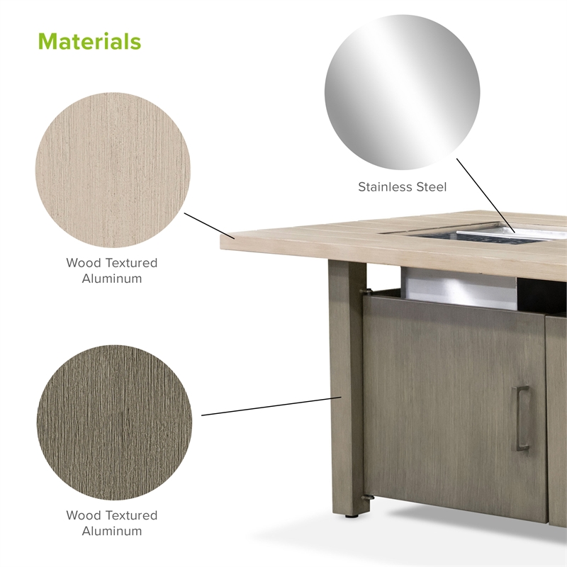 Greemotion Bordeaux Natural Finish Metal Outdoor Fire Pit Table Grill