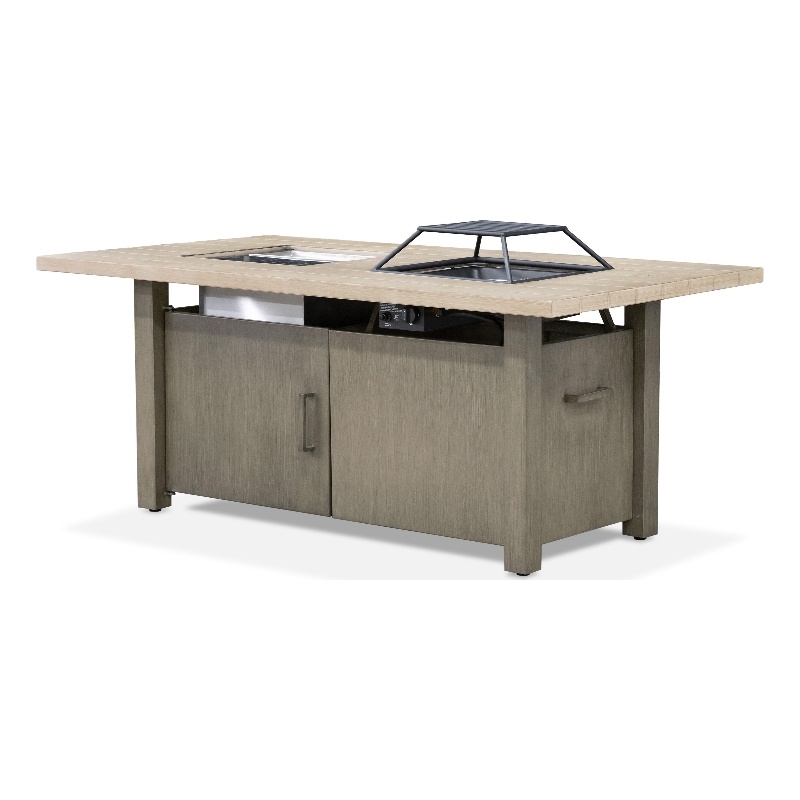 Greemotion Bordeaux Natural Finish Metal Outdoor Fire Pit Table Grill