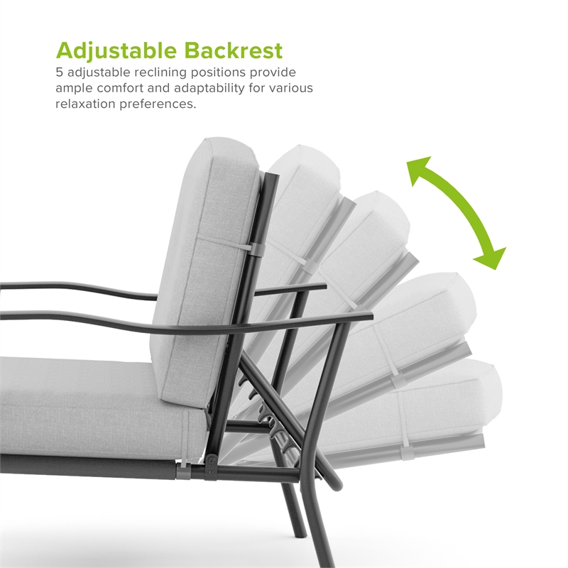 Greemotion Palma 4-Piece Metal Conversation Sets Outdoor Recliner Gray