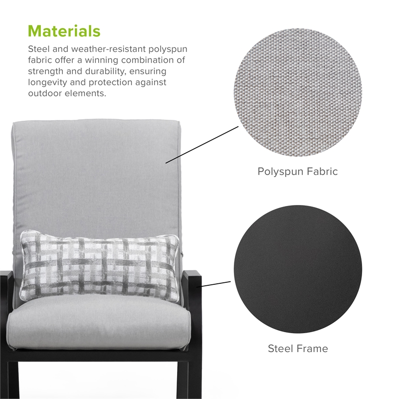 Greemotion Palma 6-Piece Two-Tone Metal Outdoor Reclining Armchairs in Gray